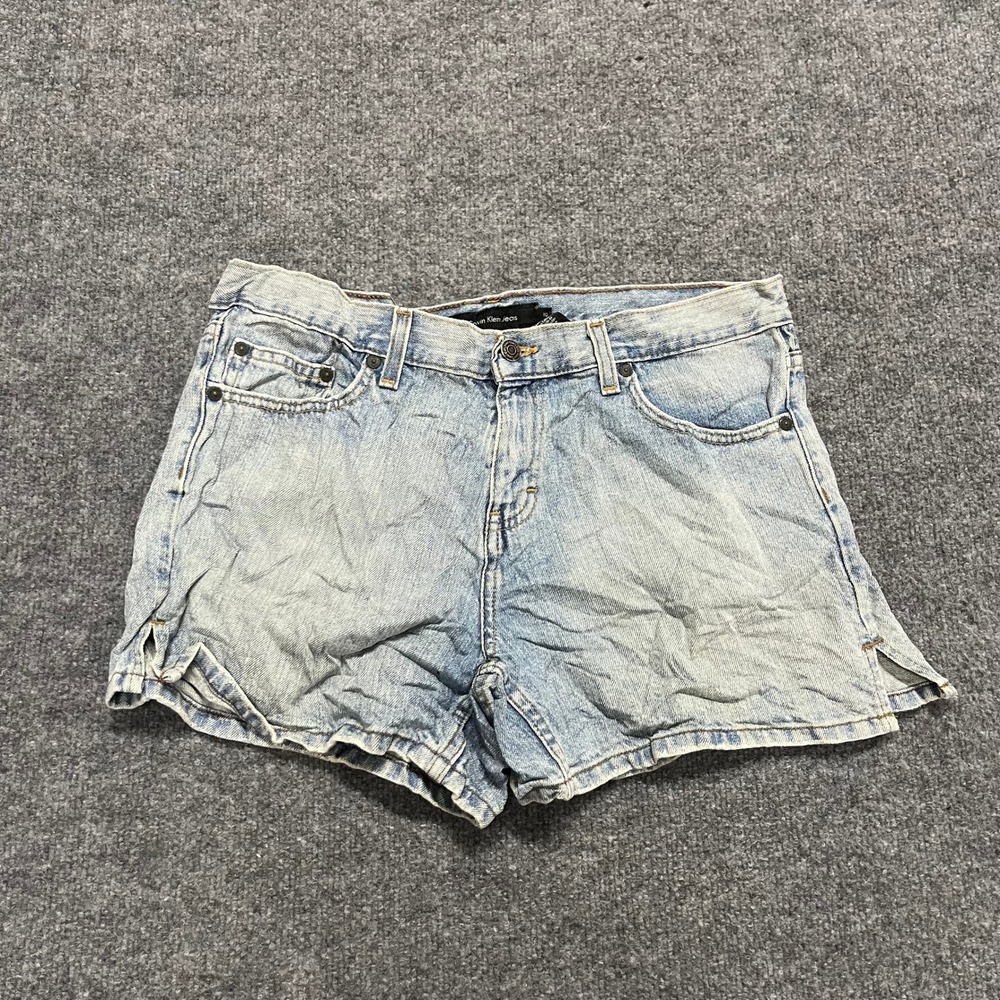 Calvin Klein Jeans Shorts Womens Size 10 Light Wash Denim Side Slit Summer